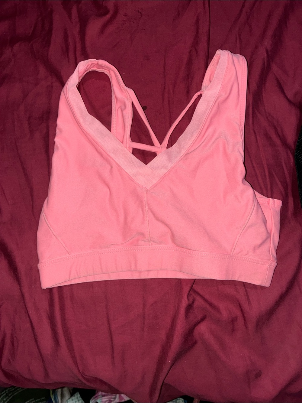 Avia Light Pink V-Neck Strappy Sports Bra